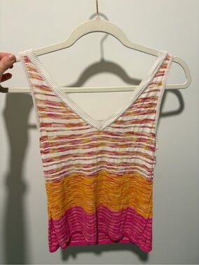Missoni Multicolor Knit Tank Top Pink Orange White | Size S